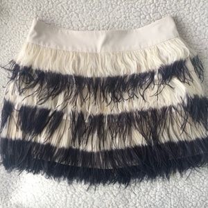 Club Monaco Bridget Cream and Black Feather Mini Skirt